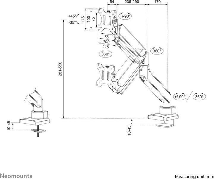 Actual product image Neomounts DS70-450BL1 (Table, 42", 15 kg)