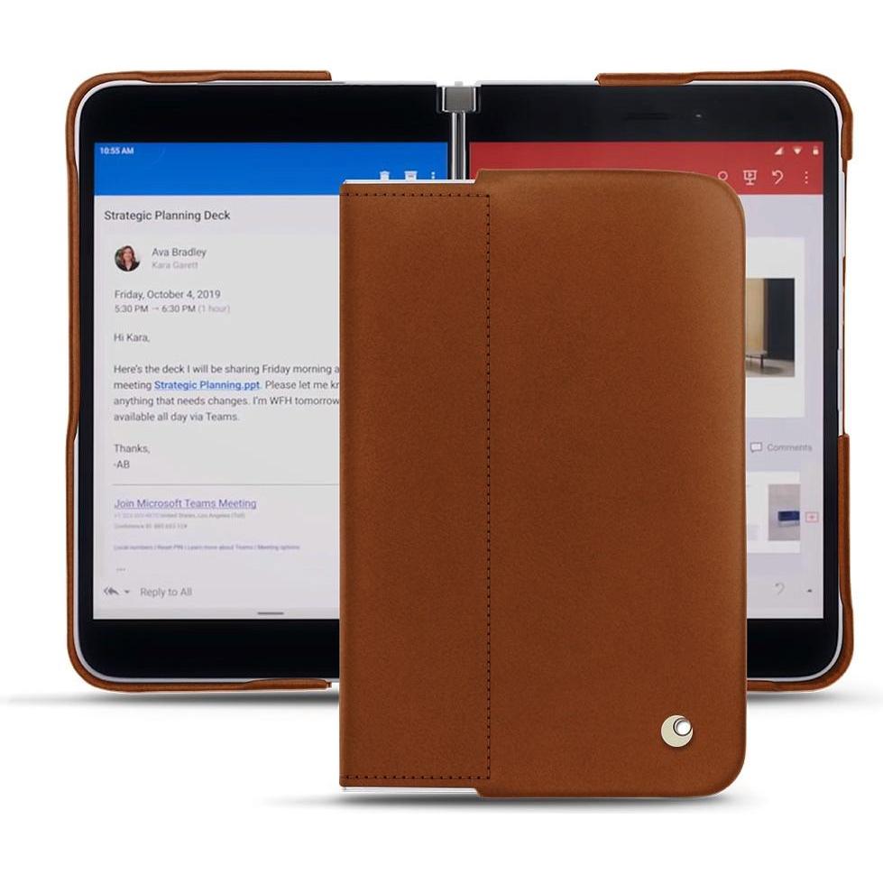Noreve Lederschutzhülle (Microsoft Surface Duo), Smartphone Hülle, Braun