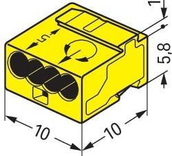 Actual product image Wago plug-in terminal Micro-Wago 4-fold yellow