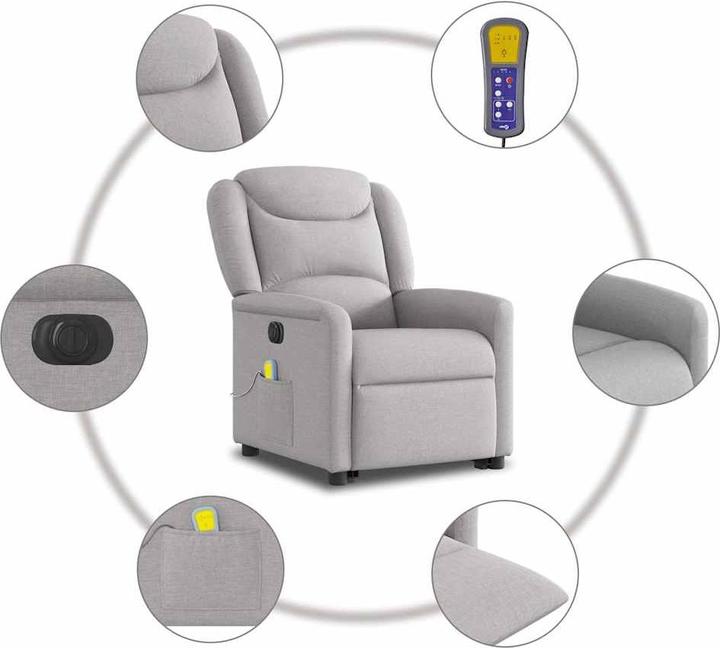 Actual product image VidaXL Massage chair with stand-up aid electric cloud grey fabric