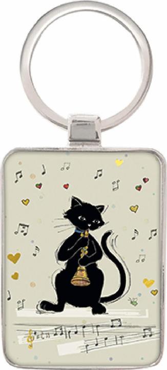 Actual product image Kiub rectangle keyring cat music trumpet bug art