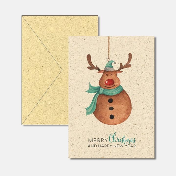 Immagine prodotto Biglietto di auguri di Buon Natale e Felice Anno Nuovo - Biglietto di carta d'erba (1 pz.)