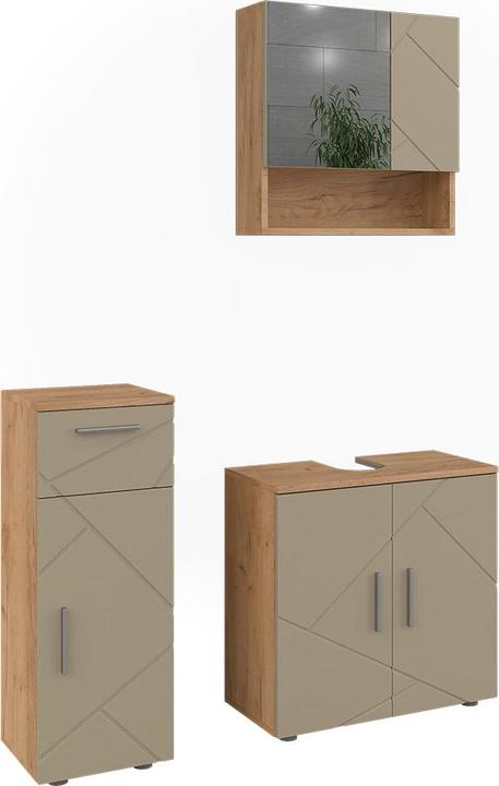 Produktbild Vicco Badmöbel-Set 3-teilig Irma, Goldkraft Eiche/Beige, 3 Teile