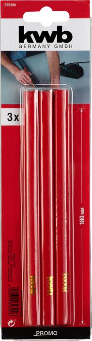 Productafbeelding kwb 939390 Timmermanspotloden, 3-delig Timmermanspotlood (HB, 3 x)