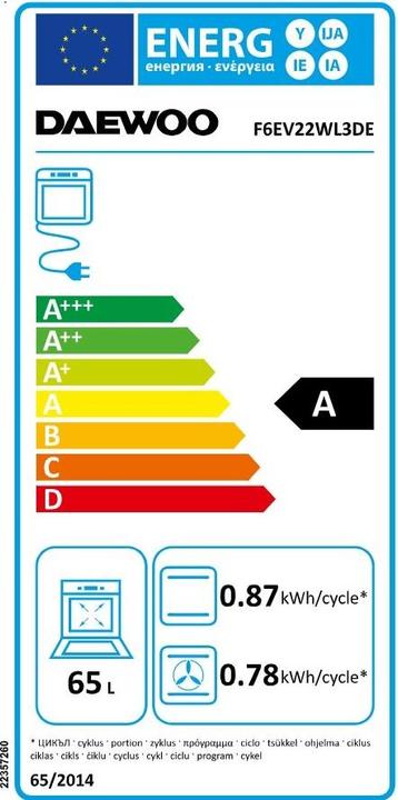 Label énergétique Daewoo F6EV22WL3DE