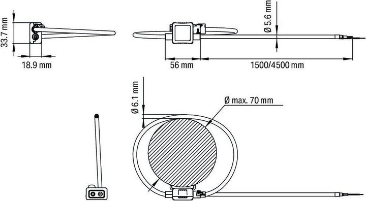 Actual product image Wago Rogowski coil diameter 70 mm Length of signal cable 1.5 m
