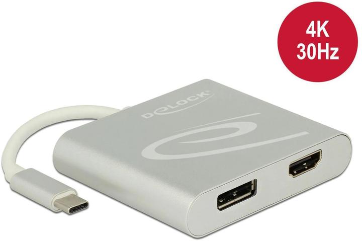Produktbild Delock Monitor Splitter USB Typ-C zu HDMI & DP (DP, HDMI, 10 cm)