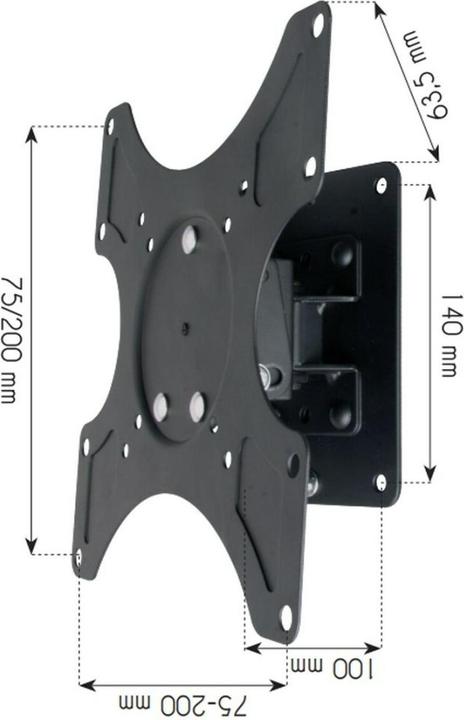 Image du produit Techly Support mural inclinable (Mur, 25 kg, 19" - 37")