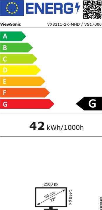 Etichetta energetica Viewsonic Vx3211-2k-Mhd (2560 x 1440 pixel, 32")
