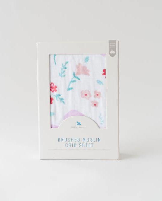 Produktbild little unicorn Brushed Crib Sheets Morning Glory (70 x 140 cm)