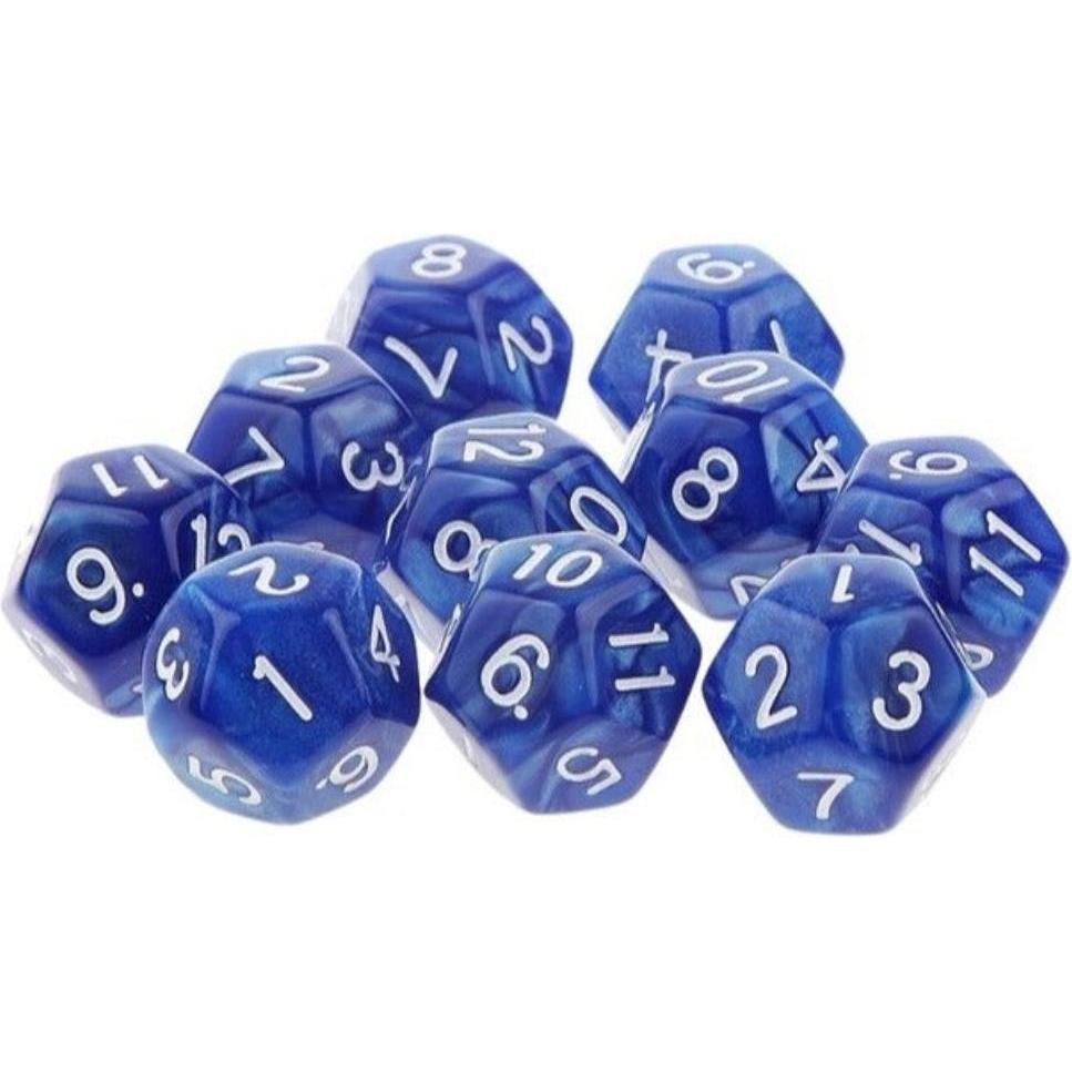 Tinisu 12 seitige WÃ¼rfel - 10 StÃ¼ck Farbe Blau Rollenspiele