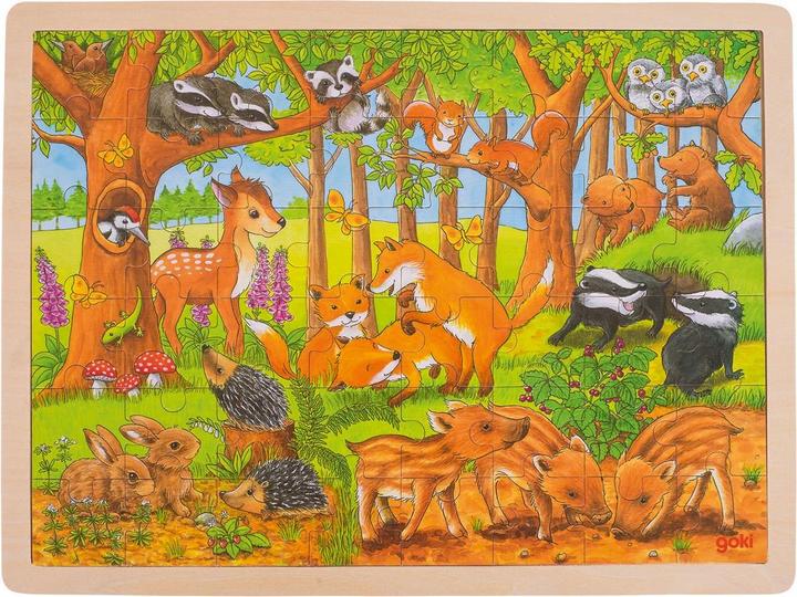 Actual product image Goki Wooden Puzzle - forest animals (48 pieces)