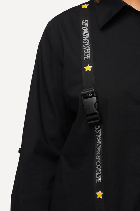 Immagine prodotto Ulla Popken Camicetta con nastro in gros-grain, fibbia, colletto da camicia e maniche lunghe (50, 52)