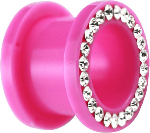 Immagine prodotto Star Piercing Rosa tunnel di carne con cristalli d'argento (Materiale sintetico, senza ottone)