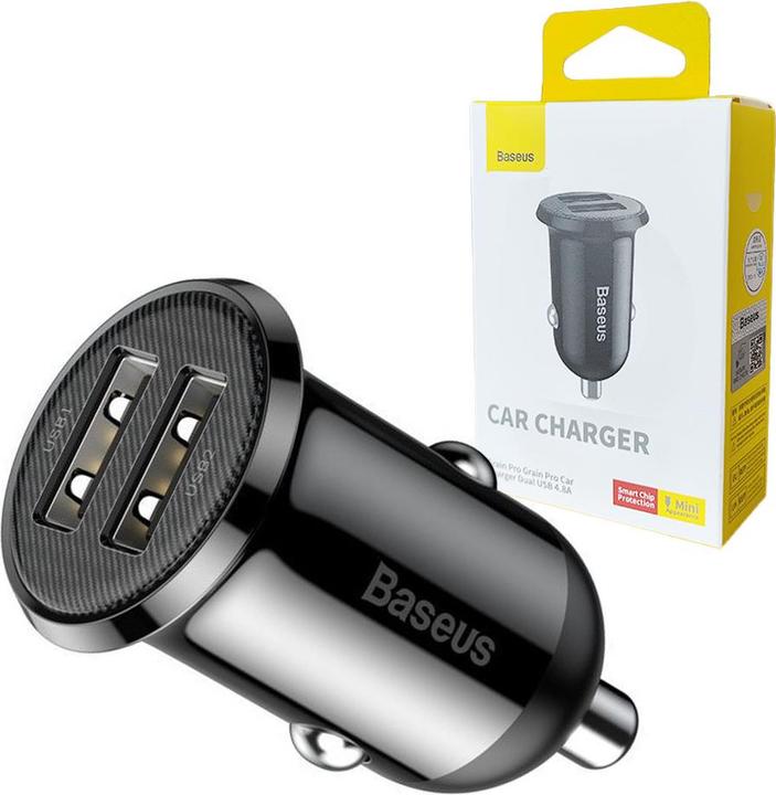 Image du produit Baseus Grain Pro Car Charger 2x USB 4.8A (black)