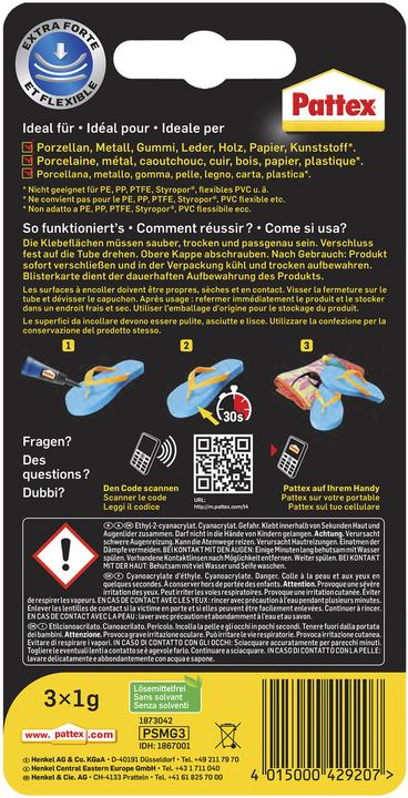 Image du produit Pattex Mini trio Ultra Gel (1 g)