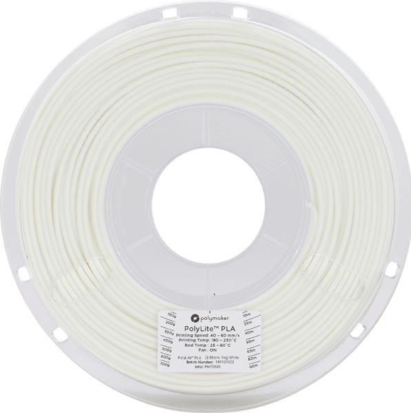 Actual product image Polymaker PolyLite PLA - White - 2.85mm (PLA, 2.85 mm, 1000 g, White)