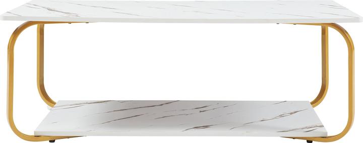 Produktbild En.Casa Couchtisch Kolta 120x60x43 cm Marmoroptik, Weiss/Gold