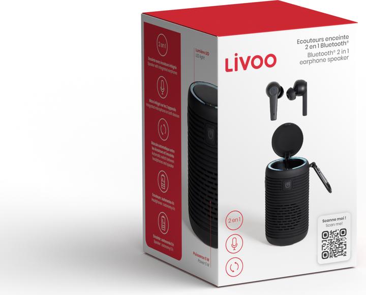 Image du produit Livoo Ecouteurs enceinte 2 en 1 Bluetooth (4 h, Sans fil)