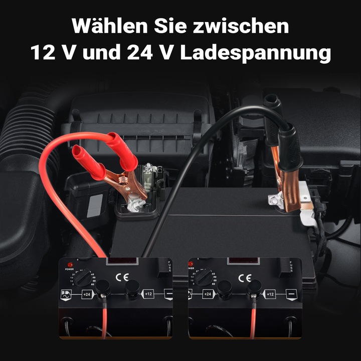 Actual product image Wiltec Battery charger Booster 12V 24V battery charger Battery charger with jump start (24V, 12V, 68 A)