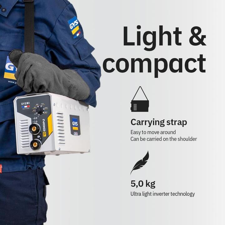 Productafbeelding GYS Elektrode lasapparaat MI 200P met toebehoren 10 - 200 A