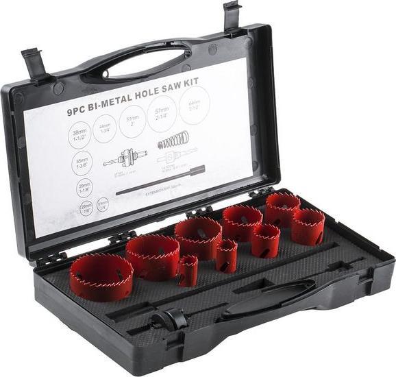 RS PRO 9 piece plumbers hole saw kit (19 - 64 mm)