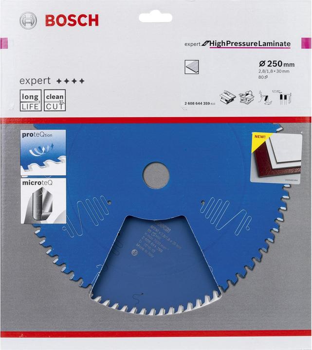 Produktbild Bosch Professional Zubehör Kreissägeblatt Expert for High Pressure Laminate, 250 x 30 x 2,8 mm, 80