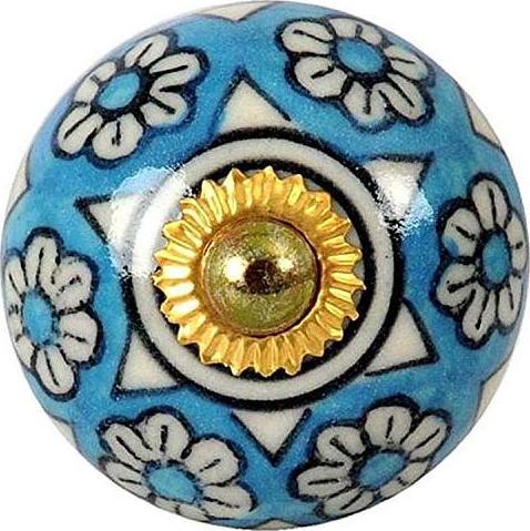 Produktbild Tranquillo Möbelgriff handgemacht, Ø 4 cm, Blau/Gold