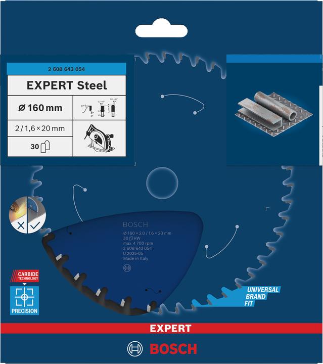 Produktbild Bosch Professional Zubehör Kreissägeblatt Expert for Steel, 160 x 20 x 2,0 mm, 30