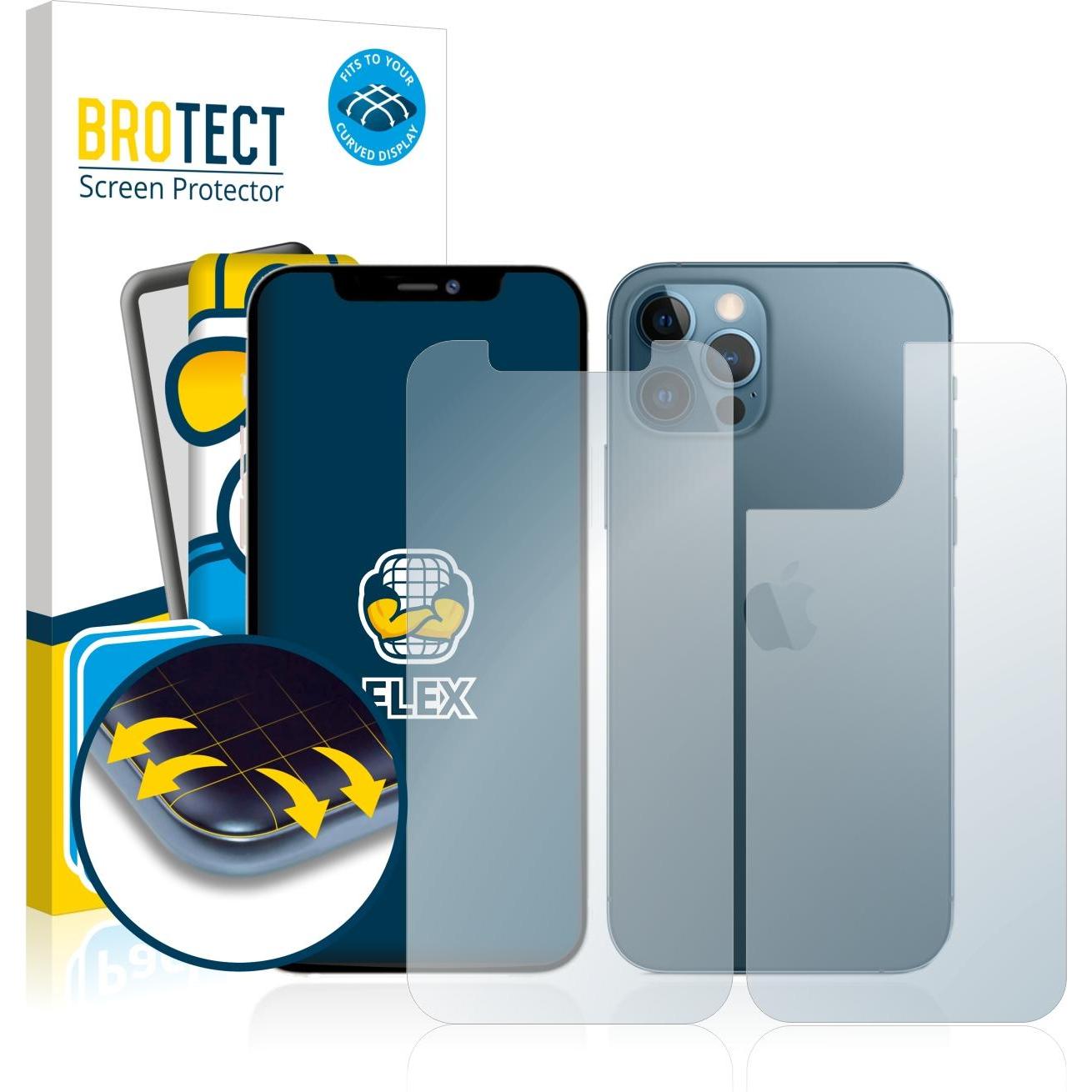 BROTECT Full-Cover Displayschutz (2 Stück, Apple iPhone 12 Pro), Smartphone Schutzfolie, Transparent