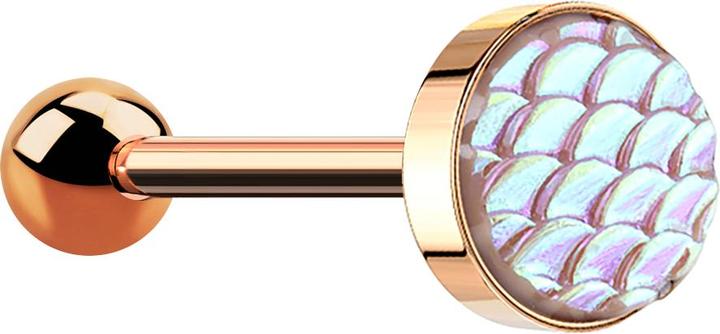 Produktbild Star Piercing Barbell rosegold mit Fischschuppen pink (ohne Messing, Chirurgenstahl 316L)