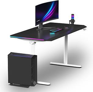 Actual product image Ultradesk Gaming-Tisch QUEST, 140x70cm, 72-120cm, weiss-schwarz