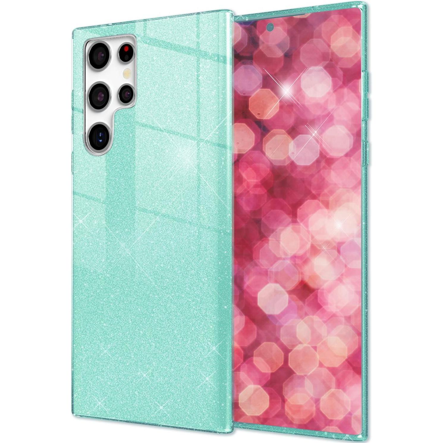 Nalia Glitzer Hybrid Hülle (Samsung Galaxy S24 Ultra), Smartphone Hülle, Grün