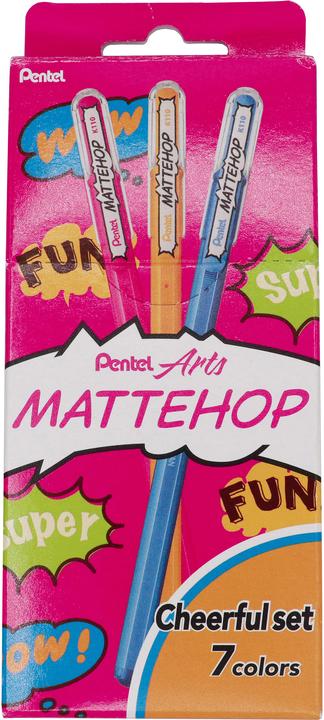 Produktbild Pentel Gelschreiber Mattehop Cheerful 1 mm, Mehrfarbig (Multicolor, 7x)