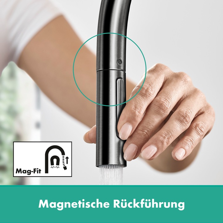 Immagine prodotto hansgrohe Miscelatore per lavello 270 Talis M54 bocca estraibile 1 getto cromo nero spazzolato