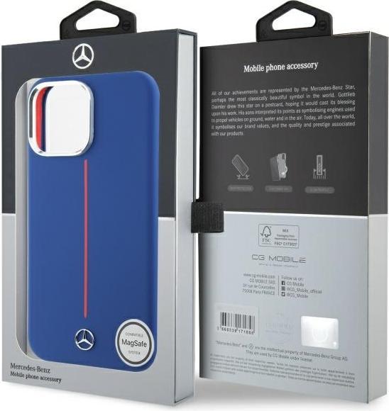 Immagine prodotto Mercedes MEHMP16X23SUMRV iPhone 16 Pro Max 6.9" granatowy/navy hardcase Silicone Red Stripe MagSa (Apple iPhone 16 Pro Max)