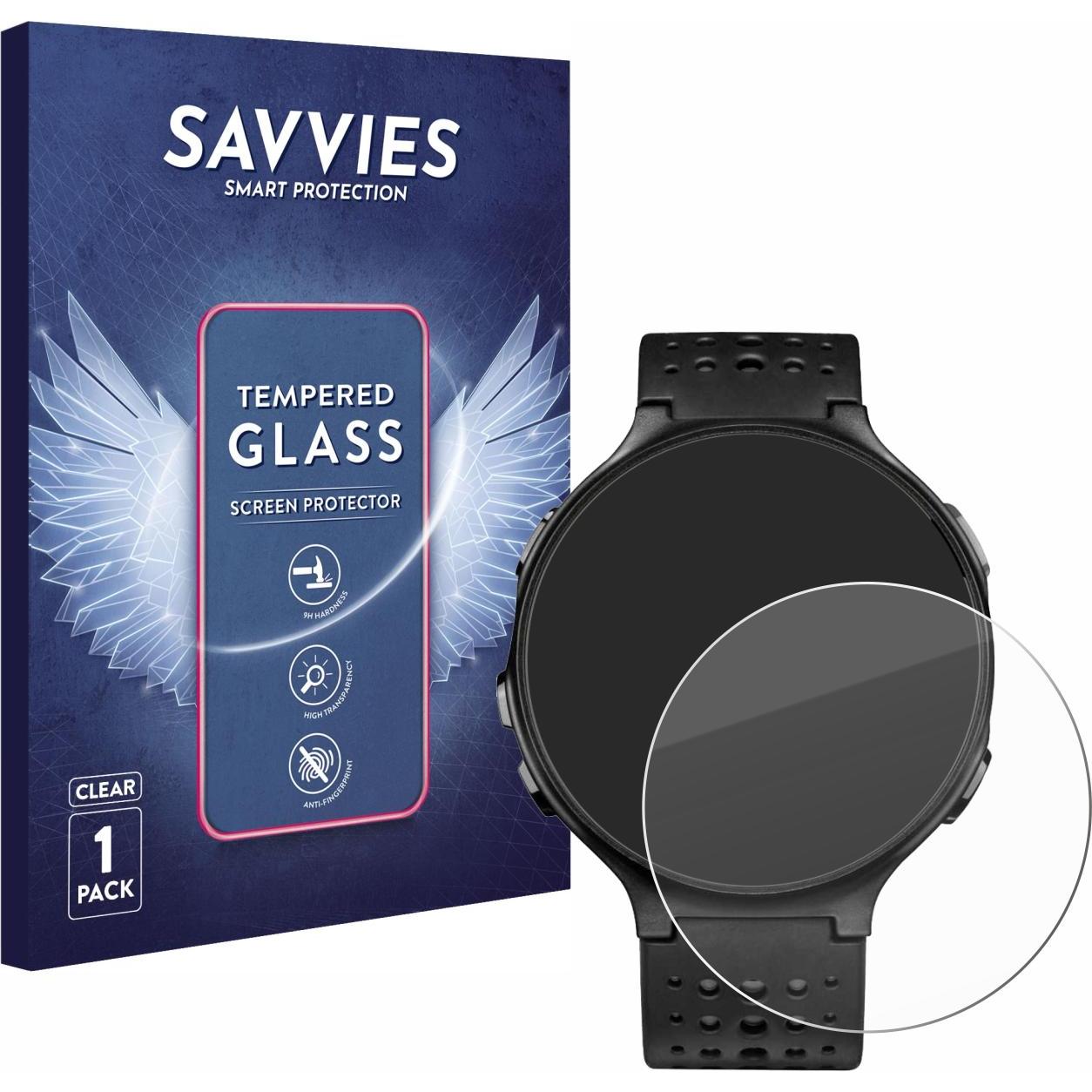 Savvies Panzerglas Hartglas Displayschutz, Smartwatch Schutzfolie, Transparent