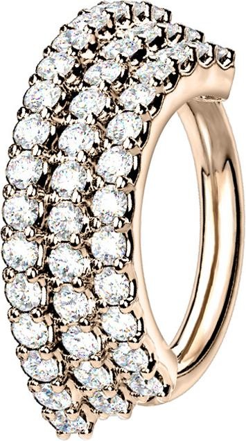 Produktbild Star Piercing Micro Piercing Ring rosegold Platte mit drei Kristalllinien (Messing, Chirurgenstahl 316L)