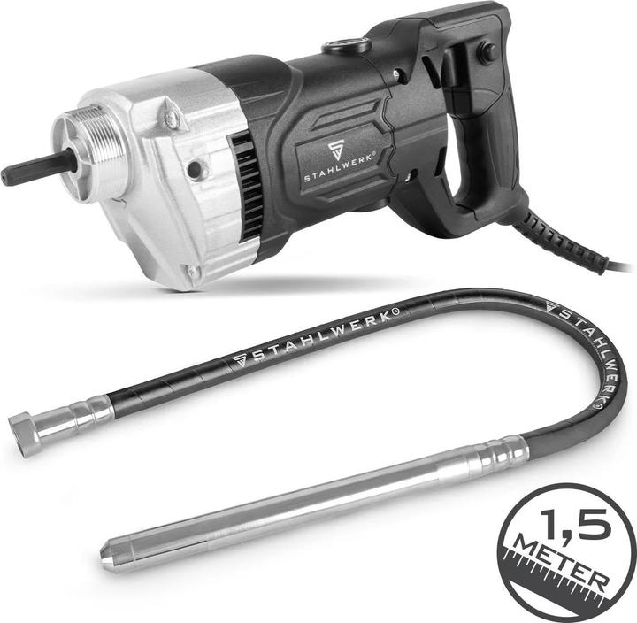 Stahlwerk Betonverdichter 900W mit Rüttelflasche 35mm 1,5m Gesamtlänge Innenrüttler für Betonbau