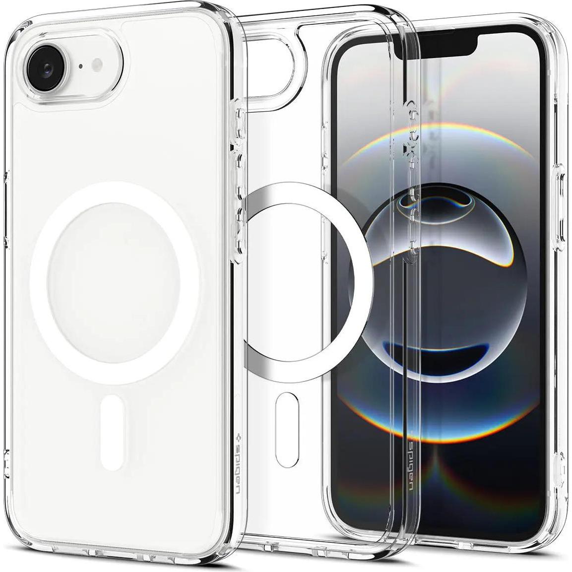 Spigen Bianco/Trasparente Crystal Hybrid (Magfit) (Apple Iphone 16E), Cover Smartphone,