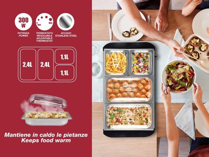 Productafbeelding Beper P101tem002 Buffet Warmer with 4 Removable Trays and Hot Plate Base