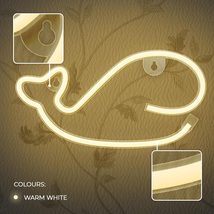 Image du produit Forever Light Néon LED WHALE blanc chaud Bat + USB FLNEO9