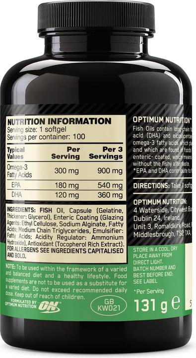 Actual product image Optimum Nutrition Fish Oil (100 Piece, Capsules, 250 g)