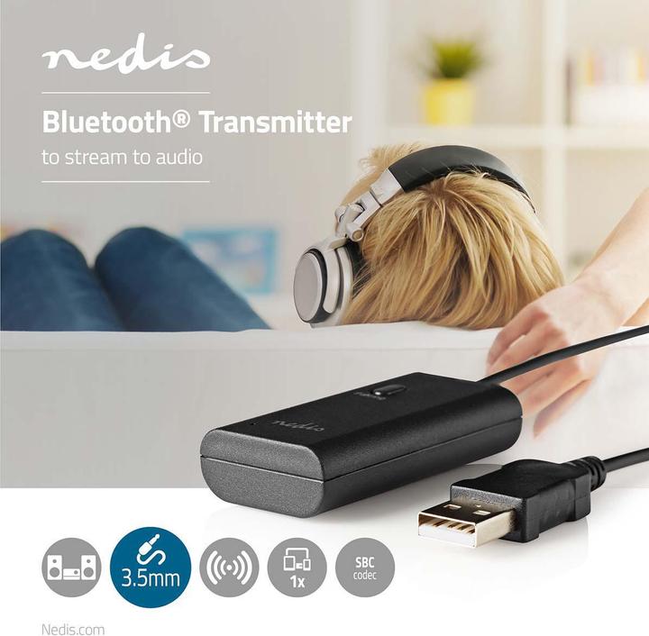 Actual product image Nedis Bluetooth® Transmitter | Connections - Input: 1x AUX / 1x USB | SBC | Up to 1 devices | Schwa (Channels)
