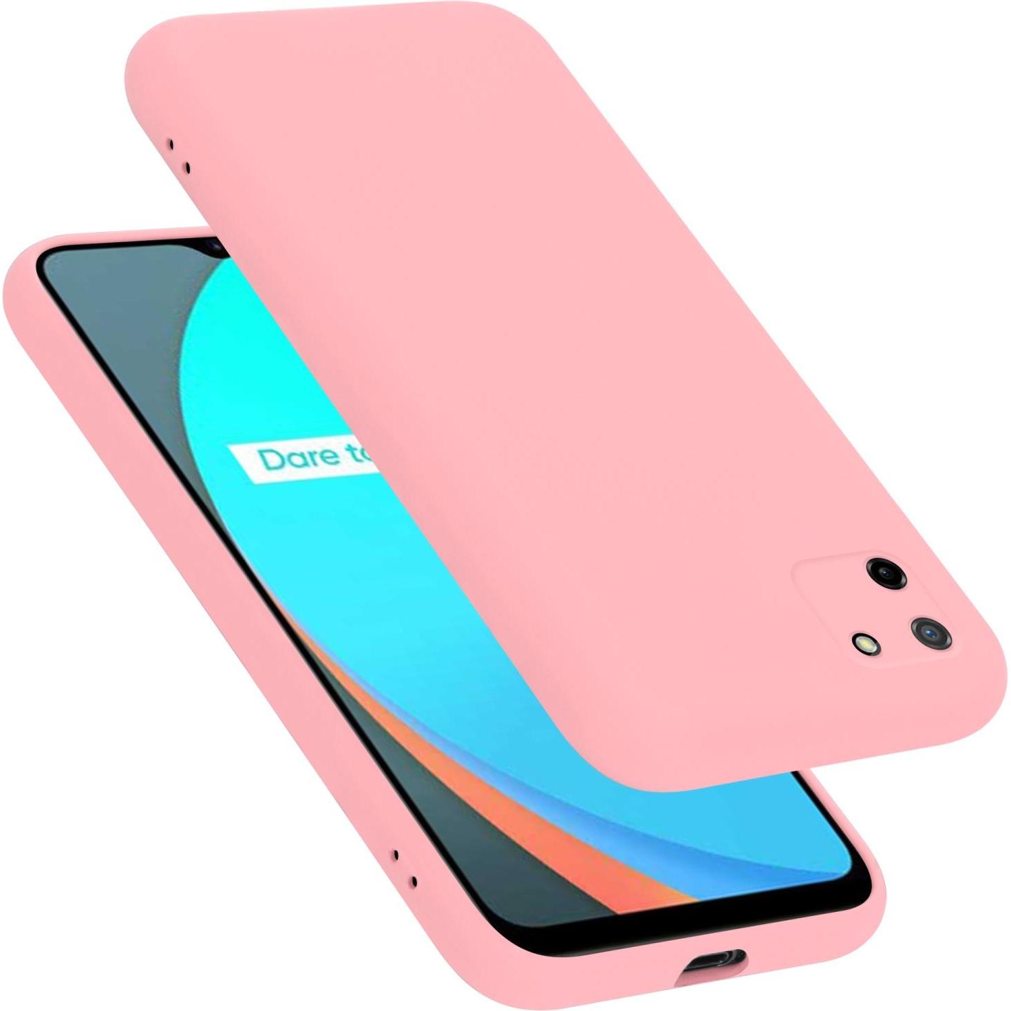 Cadorabo TPU Liquid Silicone Case Hülle für Realme C11 2020 (Realme C11), Smartphone Hülle, Rosa