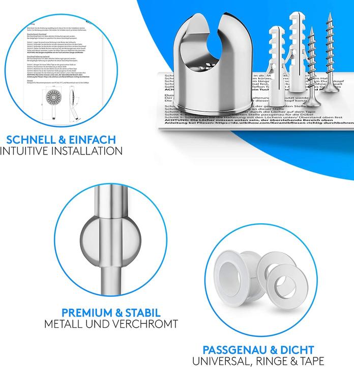 Actual product image Lyvanas Shower head with hose and holder (5 Beam types)