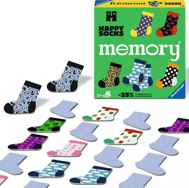 Actual product image Ravensburger 24702 memory® Happy Socks. The classic game in co-operation with Happy (Multilingual)