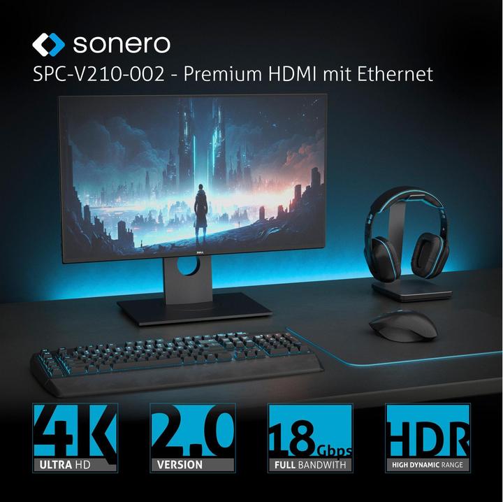 Produktbild Sonero USB-C/HDMI-Adapter, 4K60, 18Gbps, Stecker/Buchse, grau/schwarz, 10 cm (HDMI, 15 cm)