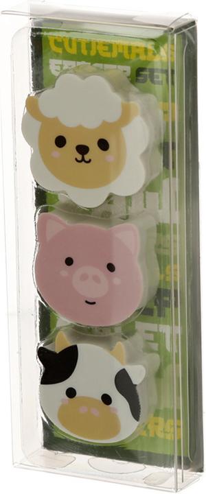 Actual product image Puckator Farm Animals Erasers Set of 3