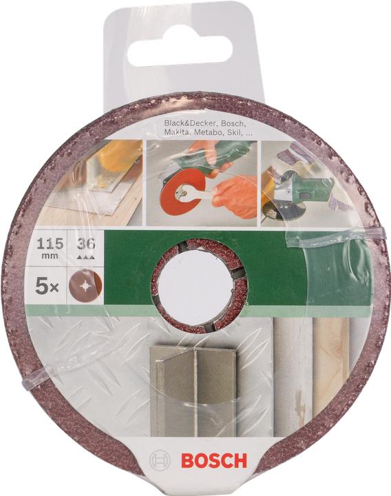 Produktbild Bosch Zubehör 5tlg. Fiberschleifscheiben-Set für Winkelschleifer, Korund D= 115 mm K= 36 5 Stck. (36)